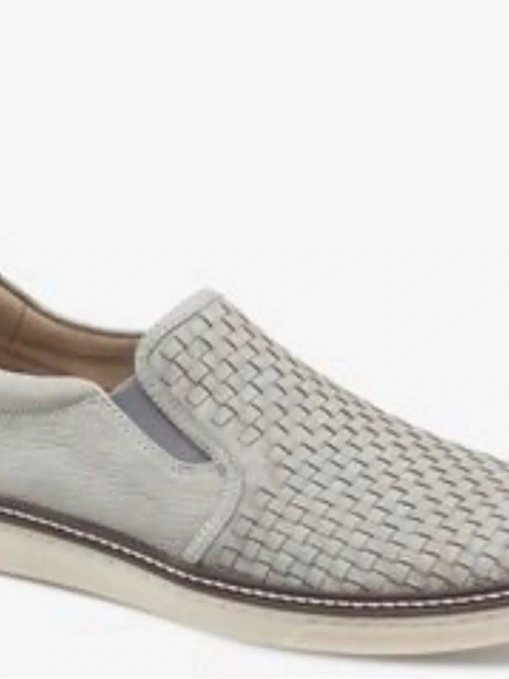 Johnston & Murphy McGuffey Woven Slip On Loafers Grey Leather Sheepskin 10.5